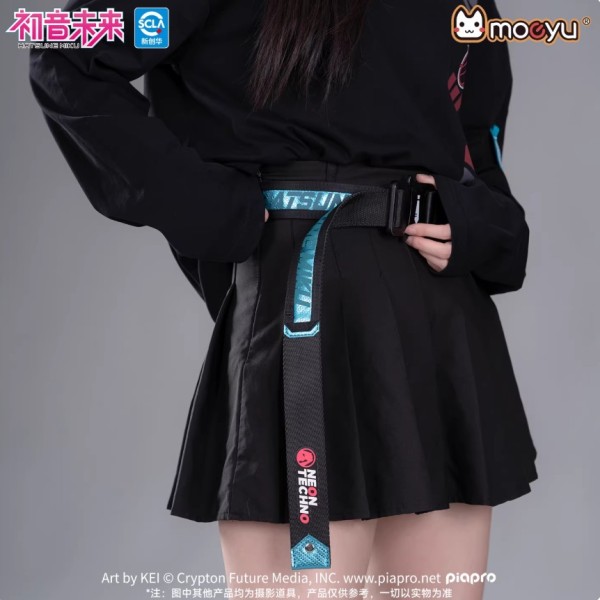 Moeyu x Hatsune Miku Neon Electronic Techwear Belt - Men's Trendy Tactical Canvas Belt with Metal Buckle